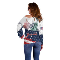 Personalized Fourth Of July Off Shoulder Sweater Happy USA Independence Day