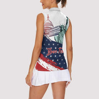 Personalized Fourth Of July Women Sleeveless Polo Shirt Happy USA Independence Day