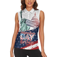Personalized Fourth Of July Women Sleeveless Polo Shirt Happy USA Independence Day