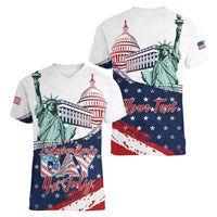 Personalized Fourth Of July Women V-Neck T-Shirt Happy USA Independence Day
