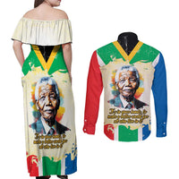 Nelson Mandela International Day 46664 Couples Matching Off Shoulder Maxi Dress and Long Sleeve Button Shirt Its In Our Hands - Batik Pattern