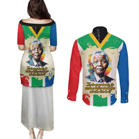 Nelson Mandela International Day 46664 Couples Matching Puletasi and Long Sleeve Button Shirt Its In Our Hands - Batik Pattern