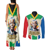 Nelson Mandela International Day 46664 Couples Matching Tank Maxi Dress and Long Sleeve Button Shirt Its In Our Hands - Batik Pattern