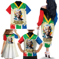 Nelson Mandela International Day 46664 Family Matching Off The Shoulder Long Sleeve Dress and Hawaiian Shirt Its In Our Hands - Batik Pattern