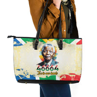 Nelson Mandela International Day 46664 Leather Tote Bag Its In Our Hands - Batik Pattern