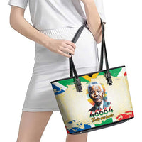 Nelson Mandela International Day 46664 Leather Tote Bag Its In Our Hands - Batik Pattern