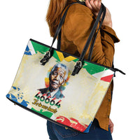 Nelson Mandela International Day 46664 Leather Tote Bag Its In Our Hands - Batik Pattern