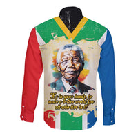 Nelson Mandela International Day 46664 Long Sleeve Button Shirt Its In Our Hands - Batik Pattern