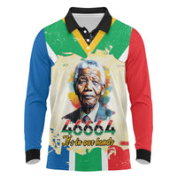 Nelson Mandela International Day 46664 Long Sleeve Polo Shirt Its In Our Hands - Batik Pattern