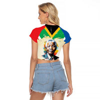 Nelson Mandela International Day 46664 Raglan Cropped T Shirt Its In Our Hands - Batik Pattern