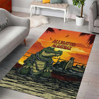 Alligator Alcatraz Area Rug Gator Island Prison Retro Sunset - Wonder Print Shop