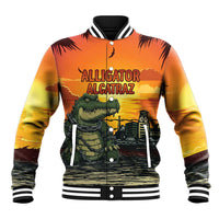 Personalized Alligator Alcatraz Baseball Jacket Gator Island Prison Retro Sunset - Wonder Print Shop