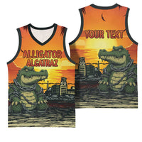 Personalized Alligator Alcatraz Basketball Jersey Gator Island Prison Retro Sunset - Wonder Print Shop