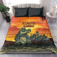Alligator Alcatraz Bedding Set Gator Island Prison Retro Sunset - Wonder Print Shop