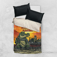 Alligator Alcatraz Bedding Set Gator Island Prison Retro Sunset - Wonder Print Shop