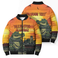 Personalized Alligator Alcatraz Bomber Puffer Jacket Gator Island Prison Retro Sunset - Wonder Print Shop