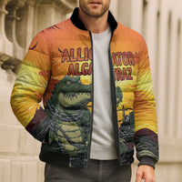 Personalized Alligator Alcatraz Bomber Puffer Jacket Gator Island Prison Retro Sunset - Wonder Print Shop