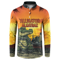 Personalized Alligator Alcatraz Button Sweatshirt Gator Island Prison Retro Sunset - Wonder Print Shop
