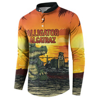 Personalized Alligator Alcatraz Button Sweatshirt Gator Island Prison Retro Sunset - Wonder Print Shop