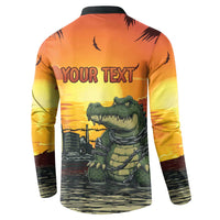 Personalized Alligator Alcatraz Button Sweatshirt Gator Island Prison Retro Sunset - Wonder Print Shop
