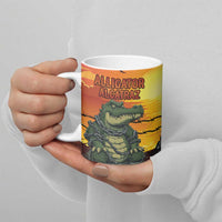 Personalized Alligator Alcatraz Ceramic Mug Gator Island Prison Retro Sunset - Wonder Print Shop