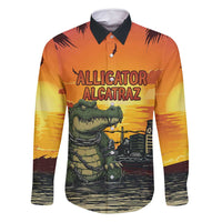 Personalized Alligator Alcatraz Family Matching Off Shoulder Maxi Dress and Hawaiian Shirt Gator Island Prison Retro Sunset - Wonder Print Shop