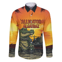 Personalized Alligator Alcatraz Family Matching Puletasi and Hawaiian Shirt Gator Island Prison Retro Sunset - Wonder Print Shop