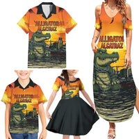 Personalized Alligator Alcatraz Family Matching Summer Maxi Dress and Hawaiian Shirt Gator Island Prison Retro Sunset - Wonder Print Shop