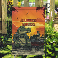 Alligator Alcatraz Garden Flag Gator Island Prison Retro Sunset - Wonder Print Shop