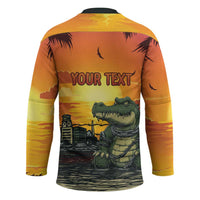 Personalized Alligator Alcatraz Hockey Jersey Gator Island Prison Retro Sunset - Wonder Print Shop