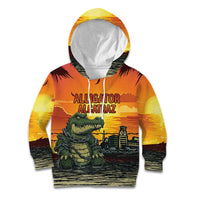 Personalized Alligator Alcatraz Kid Hoodie Gator Island Prison Retro Sunset - Wonder Print Shop
