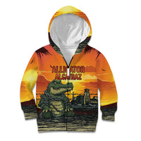 Personalized Alligator Alcatraz Kid Hoodie Gator Island Prison Retro Sunset - Wonder Print Shop