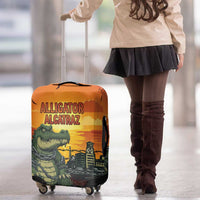Alligator Alcatraz Luggage Cover Gator Island Prison Retro Sunset - Wonder Print Shop