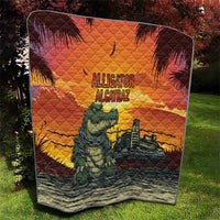 Alligator Alcatraz Quilt Gator Island Prison Retro Sunset - Wonder Print Shop