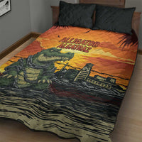 Alligator Alcatraz Quilt Bed Set Gator Island Prison Retro Sunset - Wonder Print Shop