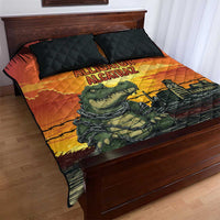 Alligator Alcatraz Quilt Bed Set Gator Island Prison Retro Sunset - Wonder Print Shop