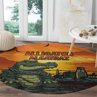 Alligator Alcatraz Round Carpet Gator Island Prison Retro Sunset - Wonder Print Shop
