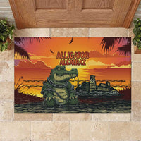Alligator Alcatraz Rubber Doormat Gator Island Prison Retro Sunset - Wonder Print Shop