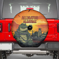 Alligator Alcatraz Spare Tire Cover Gator Island Prison Retro Sunset - Wonder Print Shop