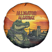 Alligator Alcatraz Spare Tire Cover Gator Island Prison Retro Sunset - Wonder Print Shop