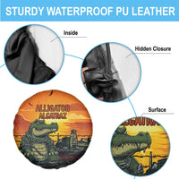 Alligator Alcatraz Spare Tire Cover Gator Island Prison Retro Sunset - Wonder Print Shop