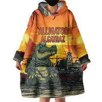 Personalized Alligator Alcatraz Wearable Blanket Hoodie Gator Island Prison Retro Sunset - Wonder Print Shop