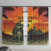 Alligator Alcatraz Window Curtain Gator Island Prison Retro Sunset - Wonder Print Shop