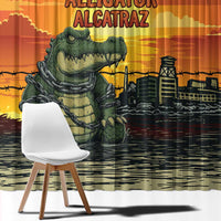 Alligator Alcatraz Window Curtain Gator Island Prison Retro Sunset - Wonder Print Shop
