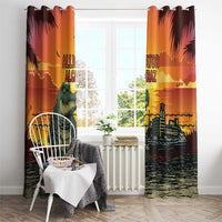 Alligator Alcatraz Window Curtain Gator Island Prison Retro Sunset - Wonder Print Shop