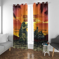 Alligator Alcatraz Window Curtain Gator Island Prison Retro Sunset - Wonder Print Shop