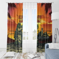 Alligator Alcatraz Window Curtain Gator Island Prison Retro Sunset - Wonder Print Shop