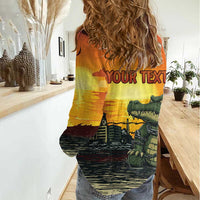 Personalized Alligator Alcatraz Women Casual Shirt Gator Island Prison Retro Sunset - Wonder Print Shop