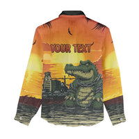 Personalized Alligator Alcatraz Women Casual Shirt Gator Island Prison Retro Sunset - Wonder Print Shop