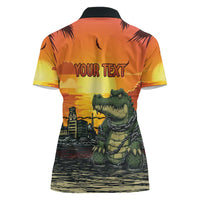 Personalized Alligator Alcatraz Women Polo Shirt Gator Island Prison Retro Sunset - Wonder Print Shop